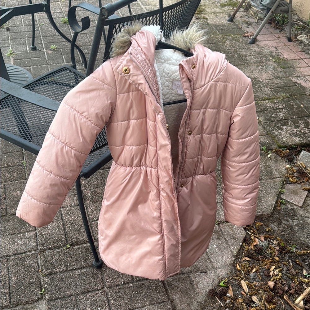 BCBGirls Pink Quilted Puffer Coat with High Collar